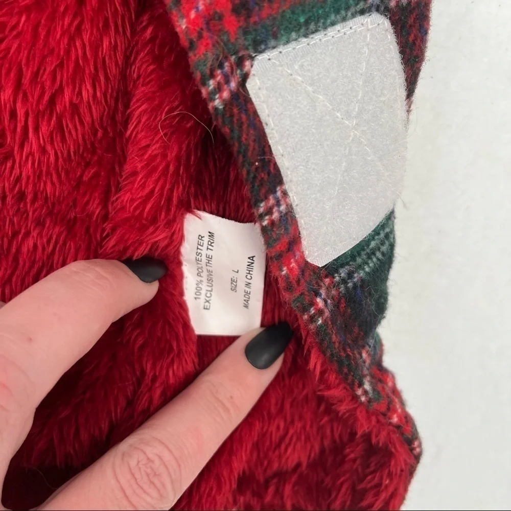 HUGGLE HOUNDS Red/Green Plaid Dog Hoodie NWT size: Large